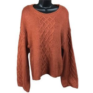 BB Dakota Rust Burnt Orange Cable Knit Sweater